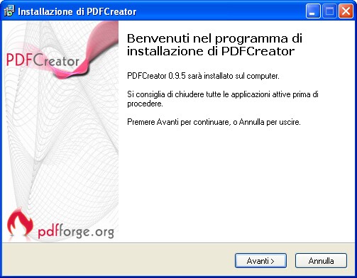 benvenutiinstalPdfCreator